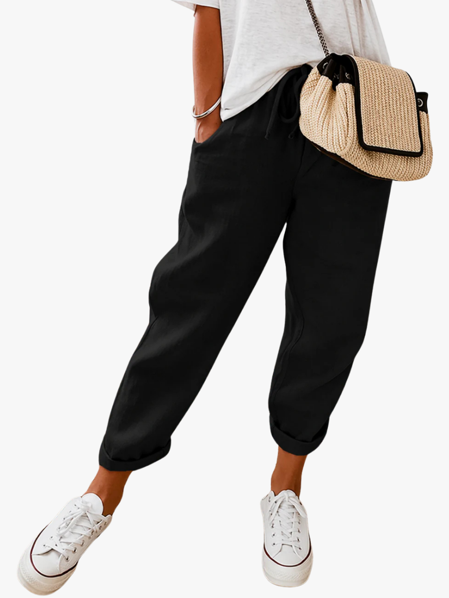 ROUSSEAU BORDEAUX| PANTALON LIN DÉTENDU POUR FEMMES