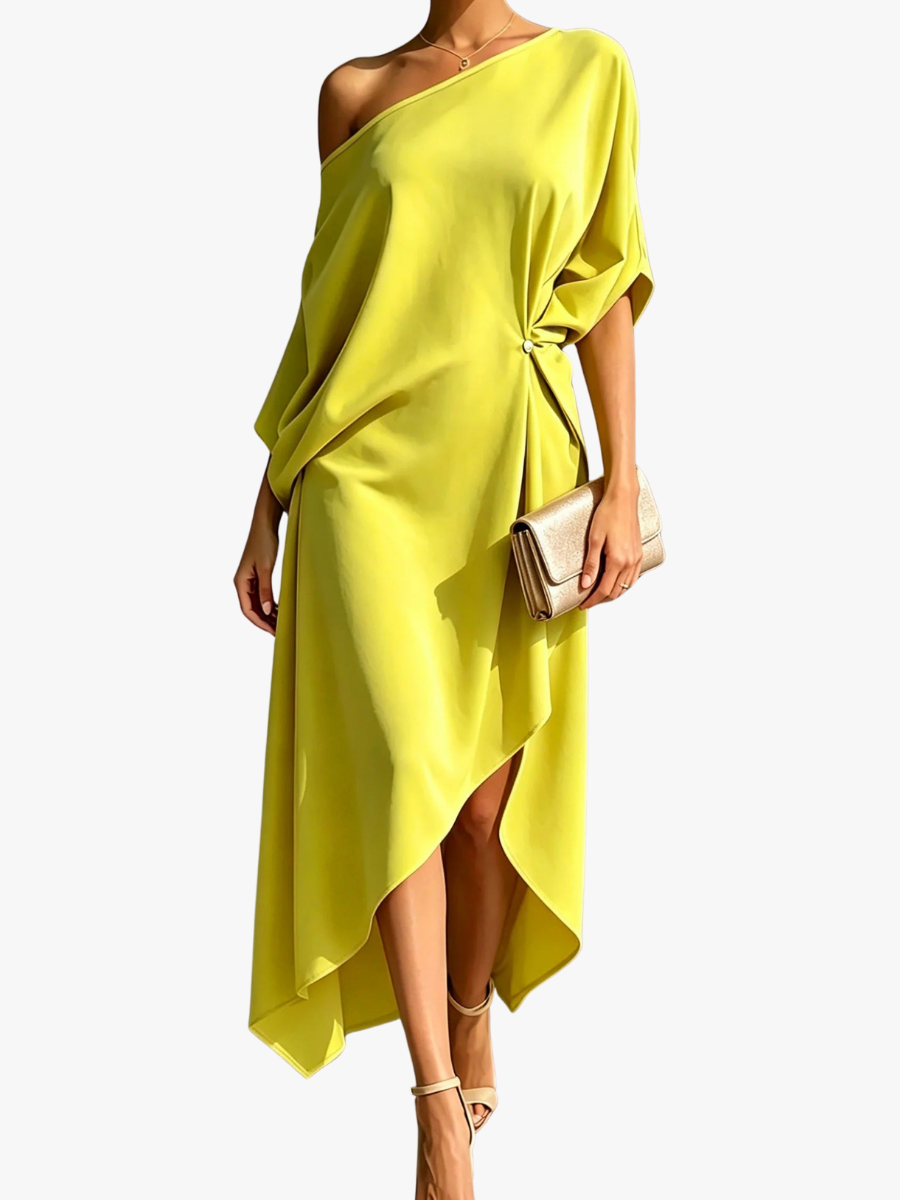 ROUSSEAU BORDEAUX | ROBE MIDI ASYMÉTRIQUE POUR FEMMES