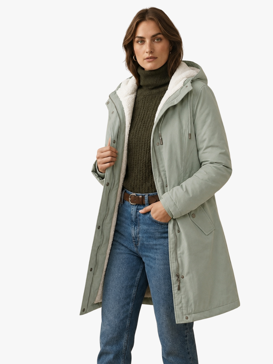 ROUSSEAU BORDEAUX| PARKA D'HIVER DOUBLÉE EN POLAIRE POUR FEMMES