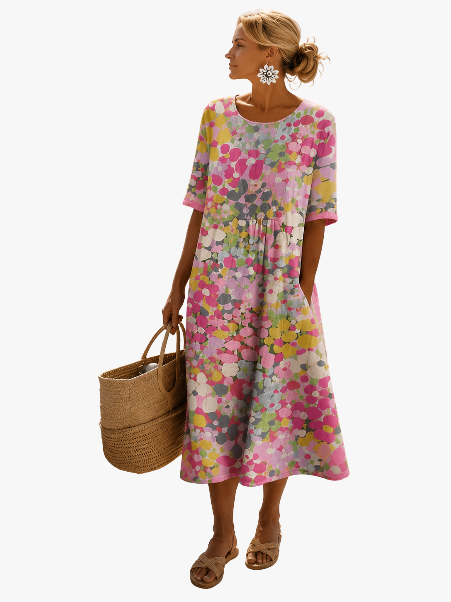 ROUSSEAU BORDEAUX | ROBE MIDI FLEURIE ÉLÉGANTE POUR FEMMES