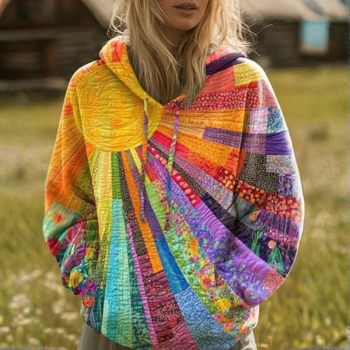 ROUSSEAU BORDEAUX | SWEAT À CAPUCHE PATCHWORK COLORÉ POUR FEMMES