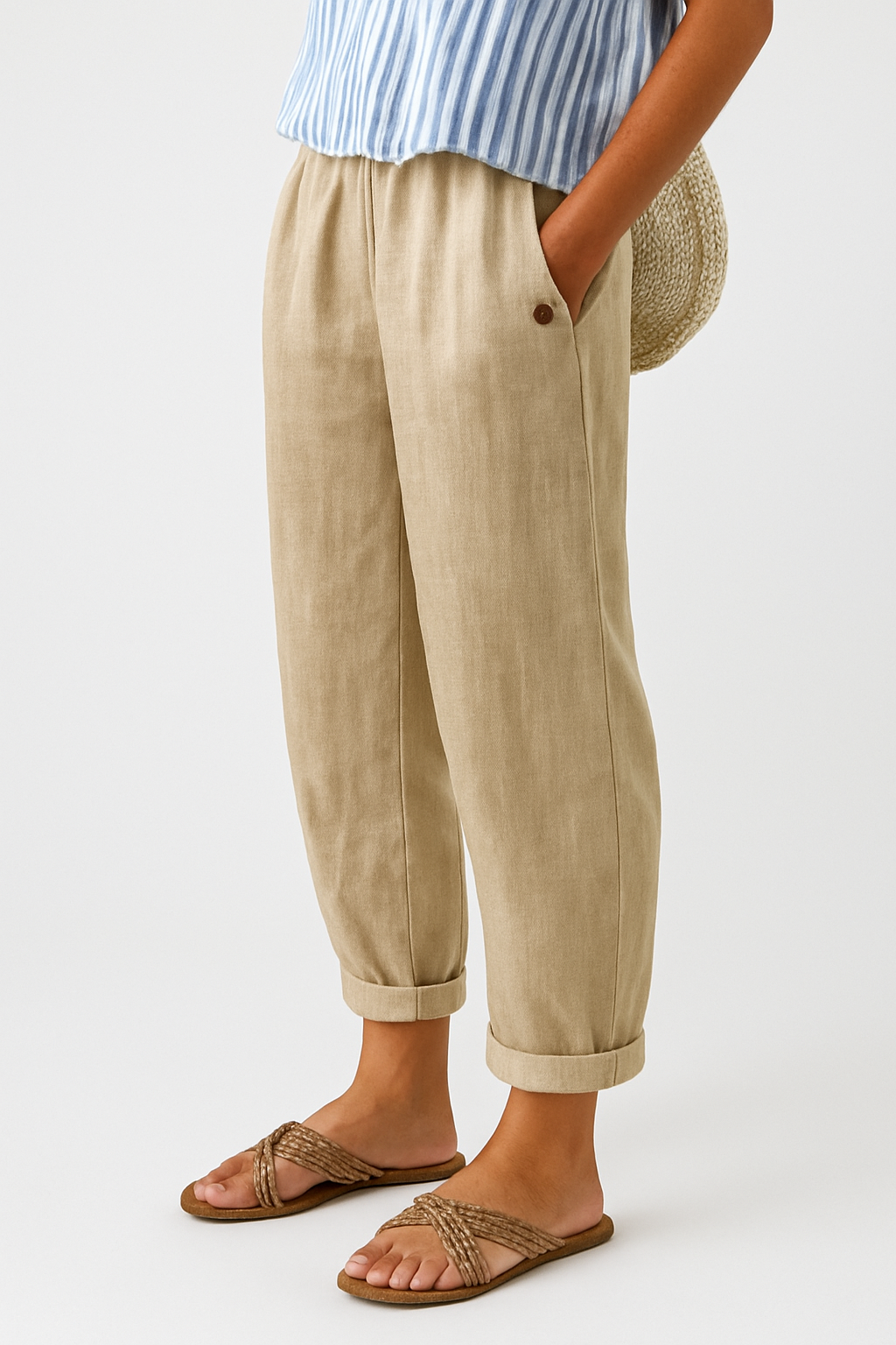 ROUSSEAU BORDEAUX | PANTALON FUSELÉ EN LIN MÉLANGÉ POUR FEMMES
