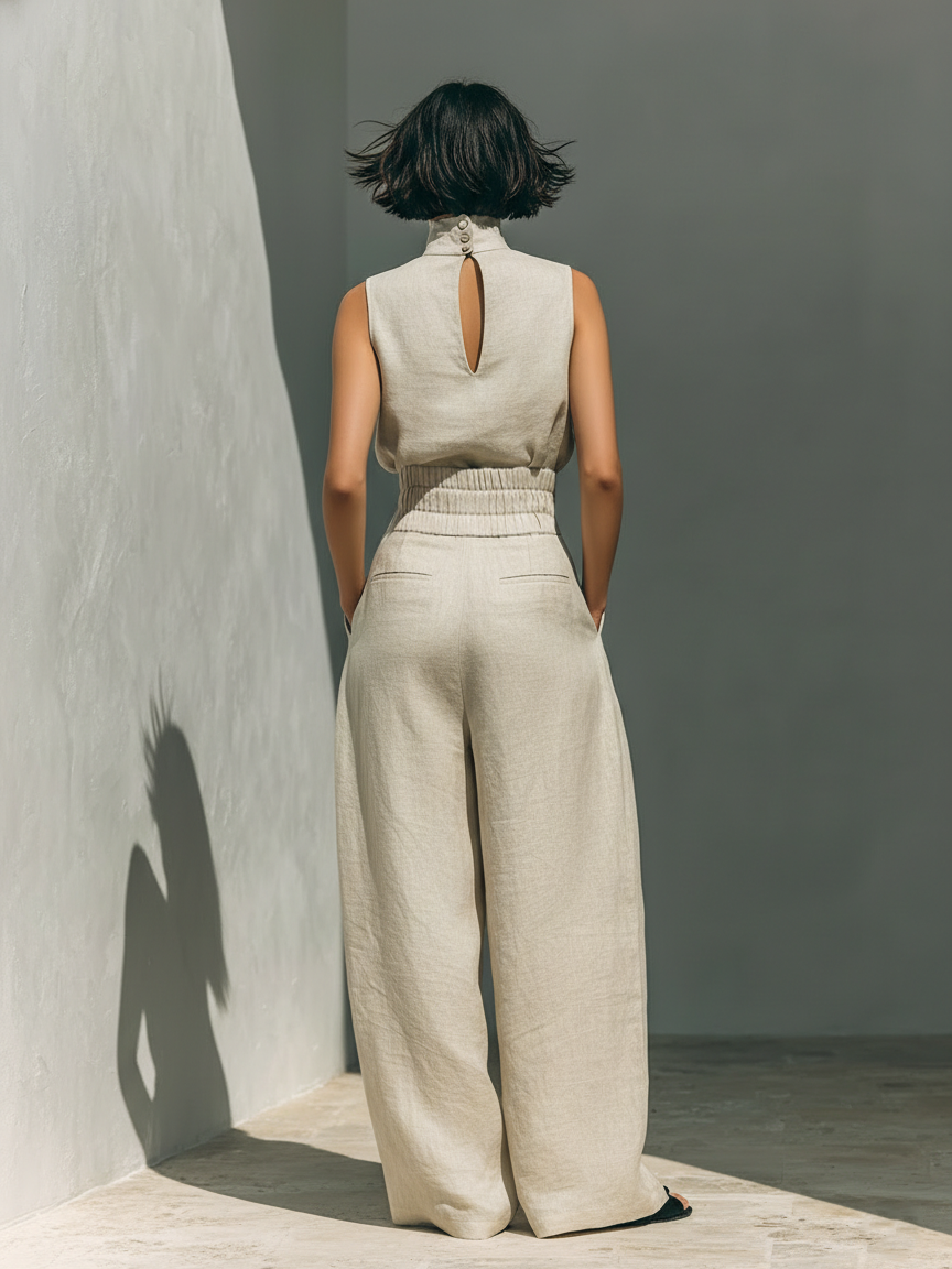 ROUSSEAU BORDEAUX| ENSEMBLE PANTALON LARGE EN COTON POUR FEMME