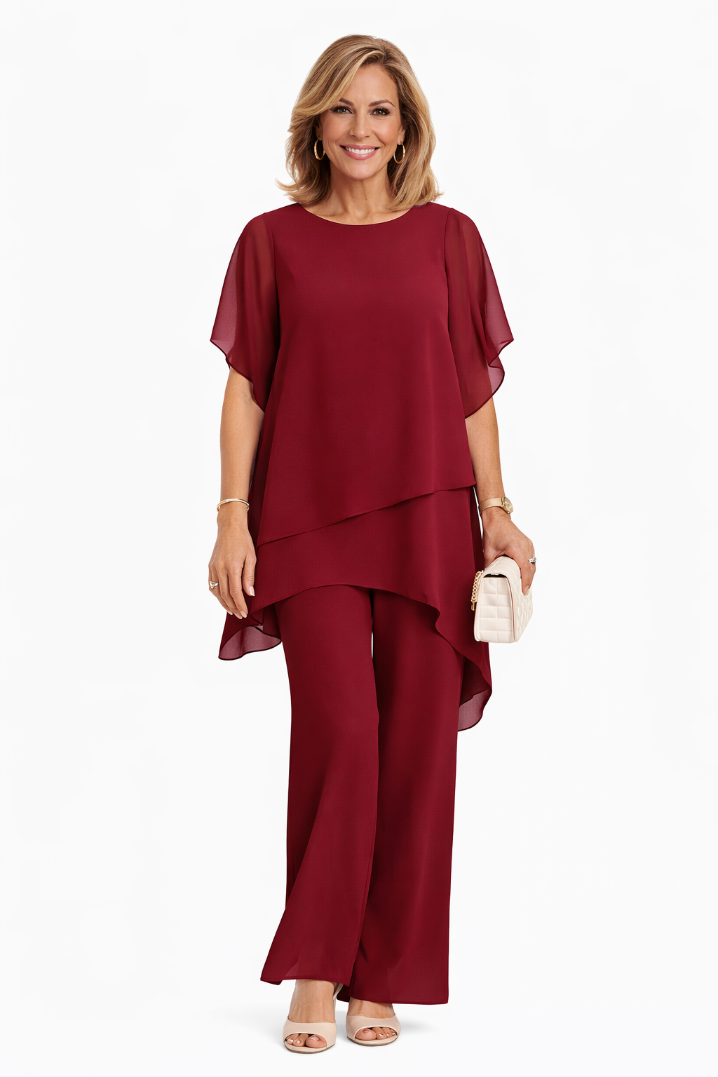ROUSSEAU BORDEAUX | ENSEMBLE ÉLÉGANT FLUIDE POUR FEMME