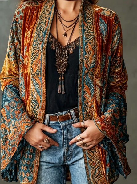ROUSSEAU BORDEAUX | VESTE BOHO EN VELOURS POUR FEMMES