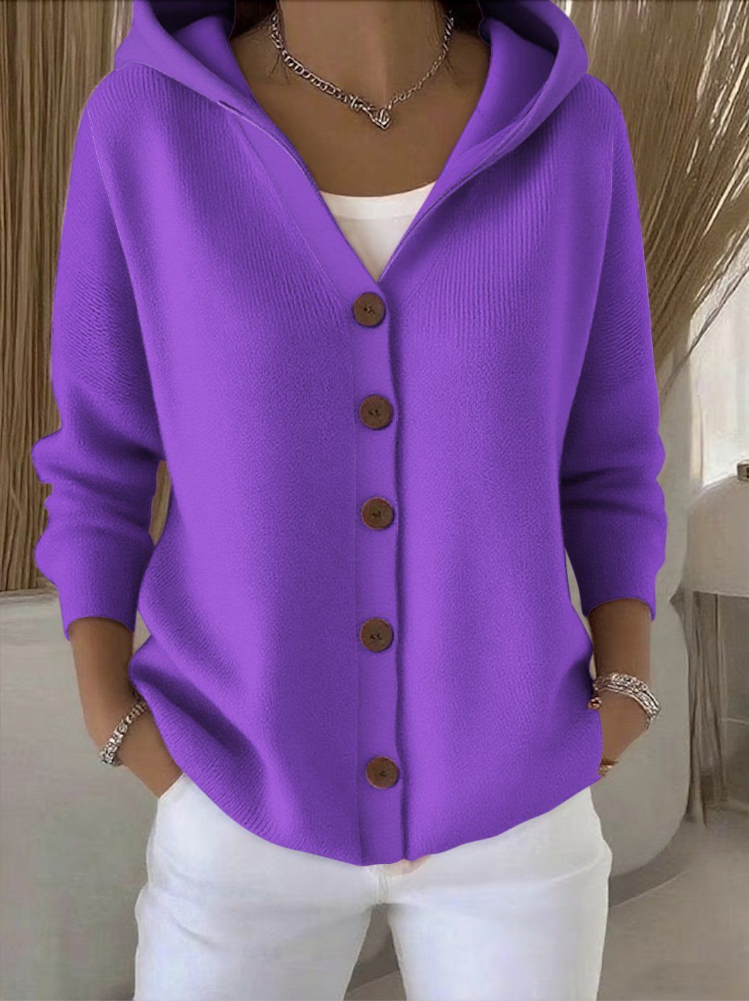 ROUSSEAU BORDEAUX | GILET À CAPUCHE PATCHWORK POUR FEMMES