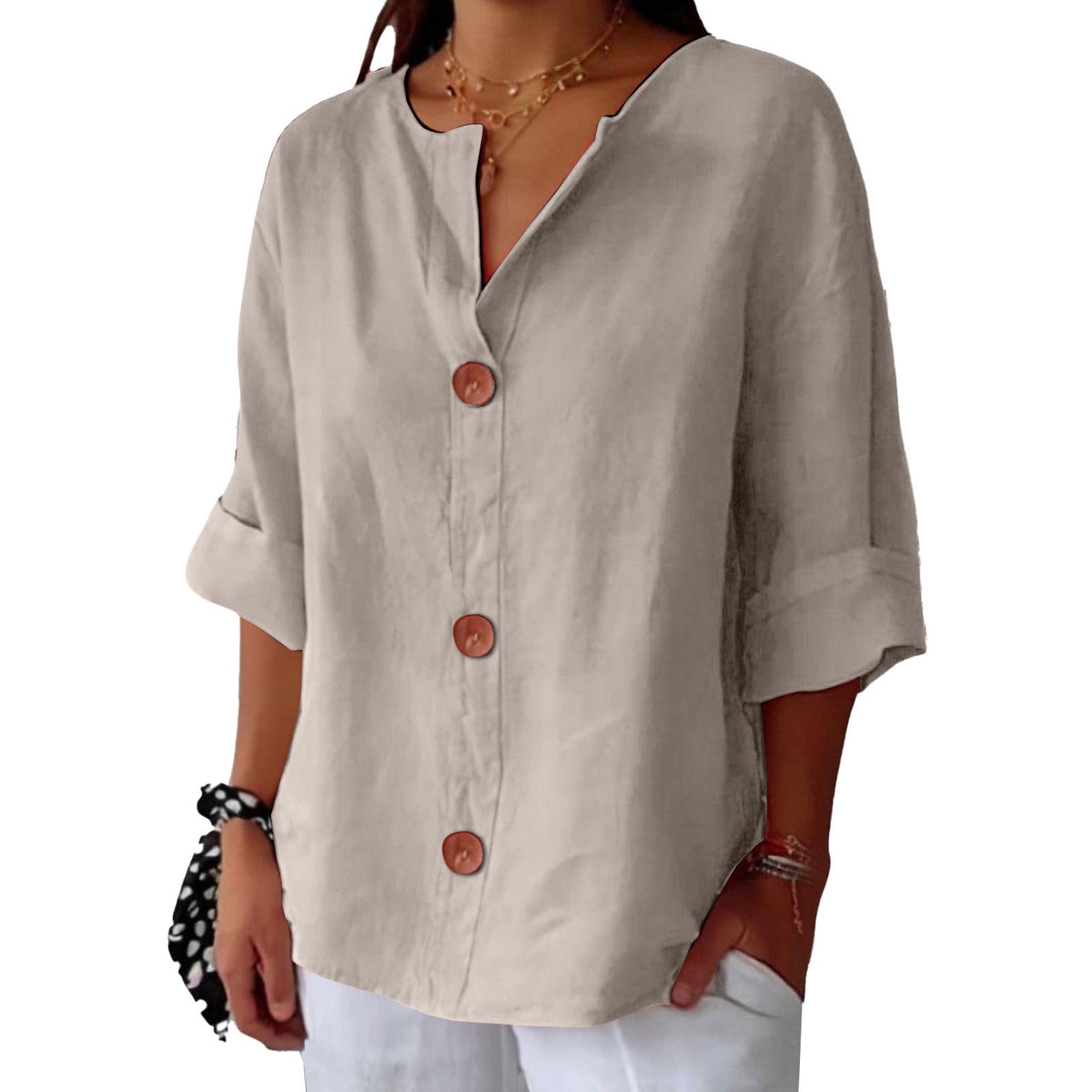 ROUSSEAU BORDEAUX | CHEMISE À COL EN V POUR FEMMES