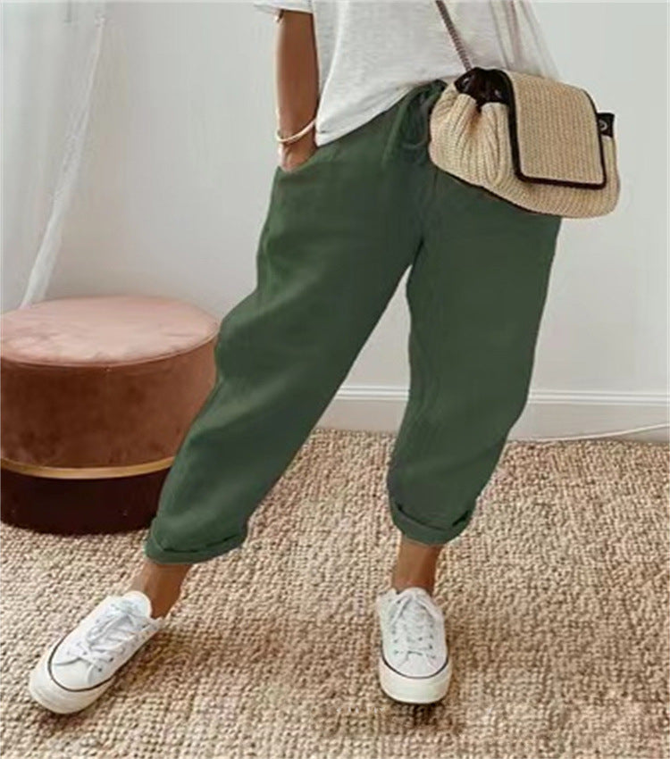ROUSSEAU BORDEAUX| PANTALON LIN DÉTENDU POUR FEMMES