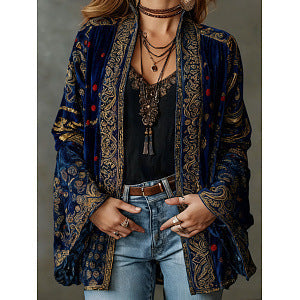 ROUSSEAU BORDEAUX | VESTE BOHO EN VELOURS POUR FEMMES