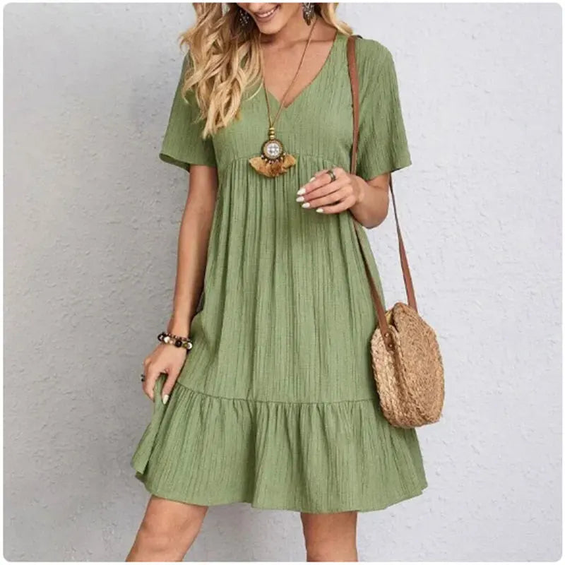 ROUSSEAU BORDEAUX | ROBE D'ÉTÉ CHIC À MANCHES COURTES POUR FEMME