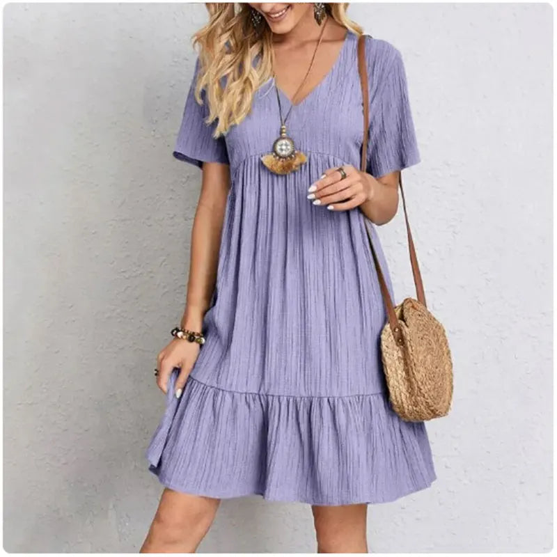 ROUSSEAU BORDEAUX | ROBE D'ÉTÉ CHIC À MANCHES COURTES POUR FEMME
