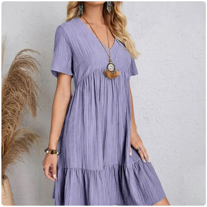 ROUSSEAU BORDEAUX | ROBE D'ÉTÉ CHIC À MANCHES COURTES POUR FEMME
