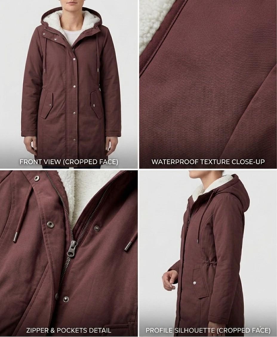 ROUSSEAU BORDEAUX| PARKA D'HIVER DOUBLÉE EN POLAIRE POUR FEMMES