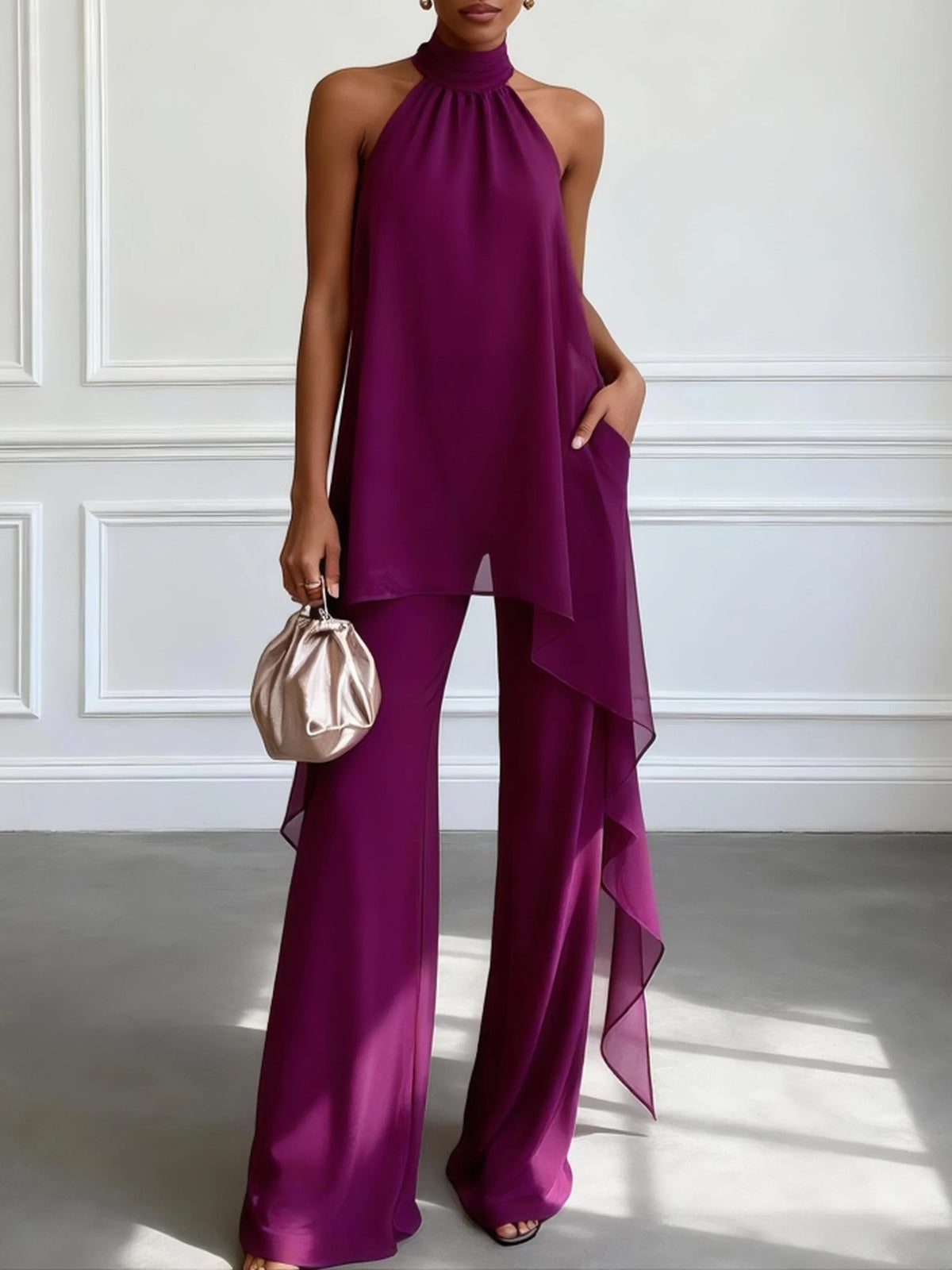 ROUSSEAU BORDEAUX | ENSEMBLE HALTER ÉLÉGANT POUR FEMMES