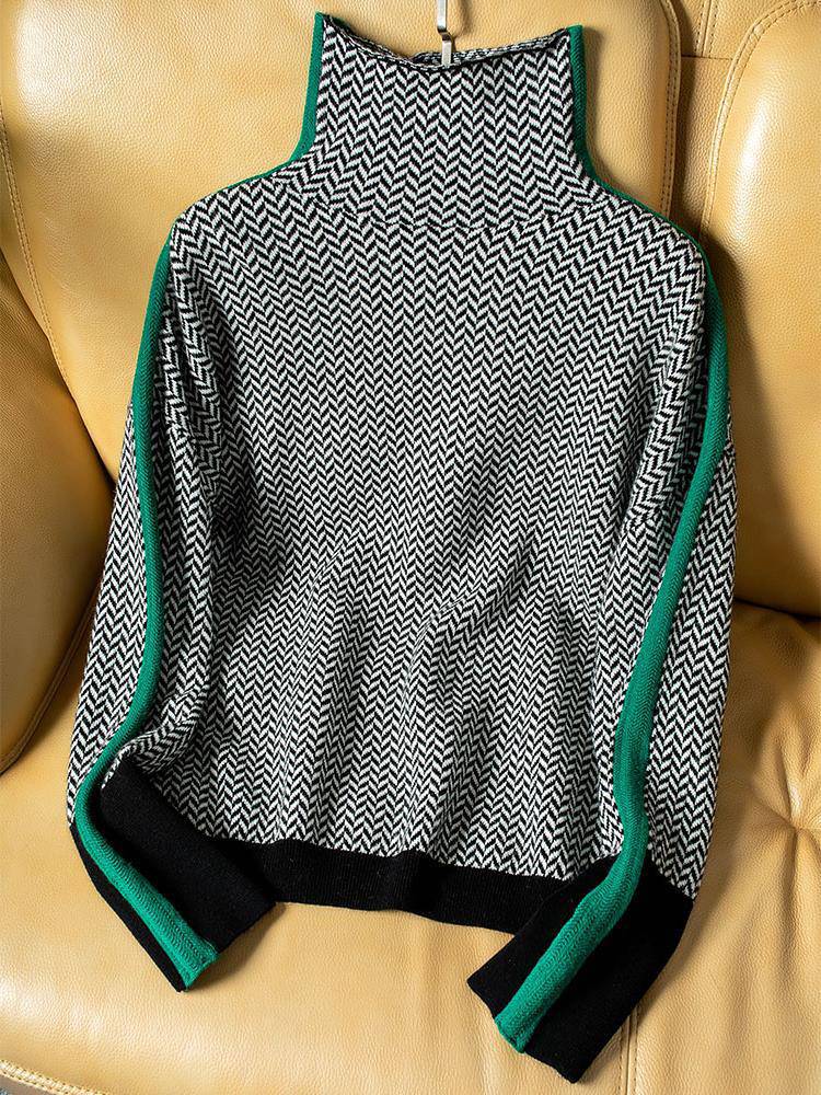 ROUSSEAU BORDEAUX | PULL RAYÉ À COL ROULÉ POUR FEMMES