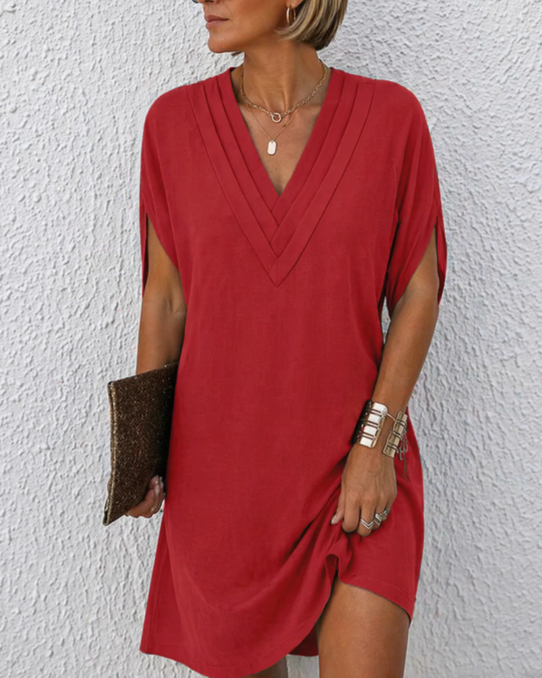 ROUSSEAU BORDEAUX | ROBE ENVELOPPE À COL EN V POUR FEMMES