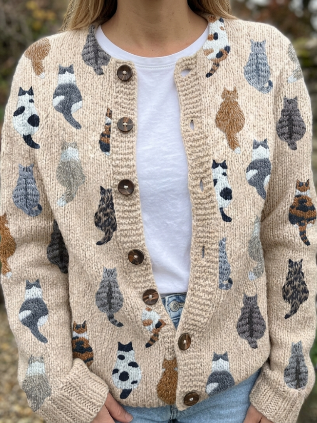 ROUSSEAU BORDEAUX | CARDIGAN MOTIF CHAT POUR FEMME