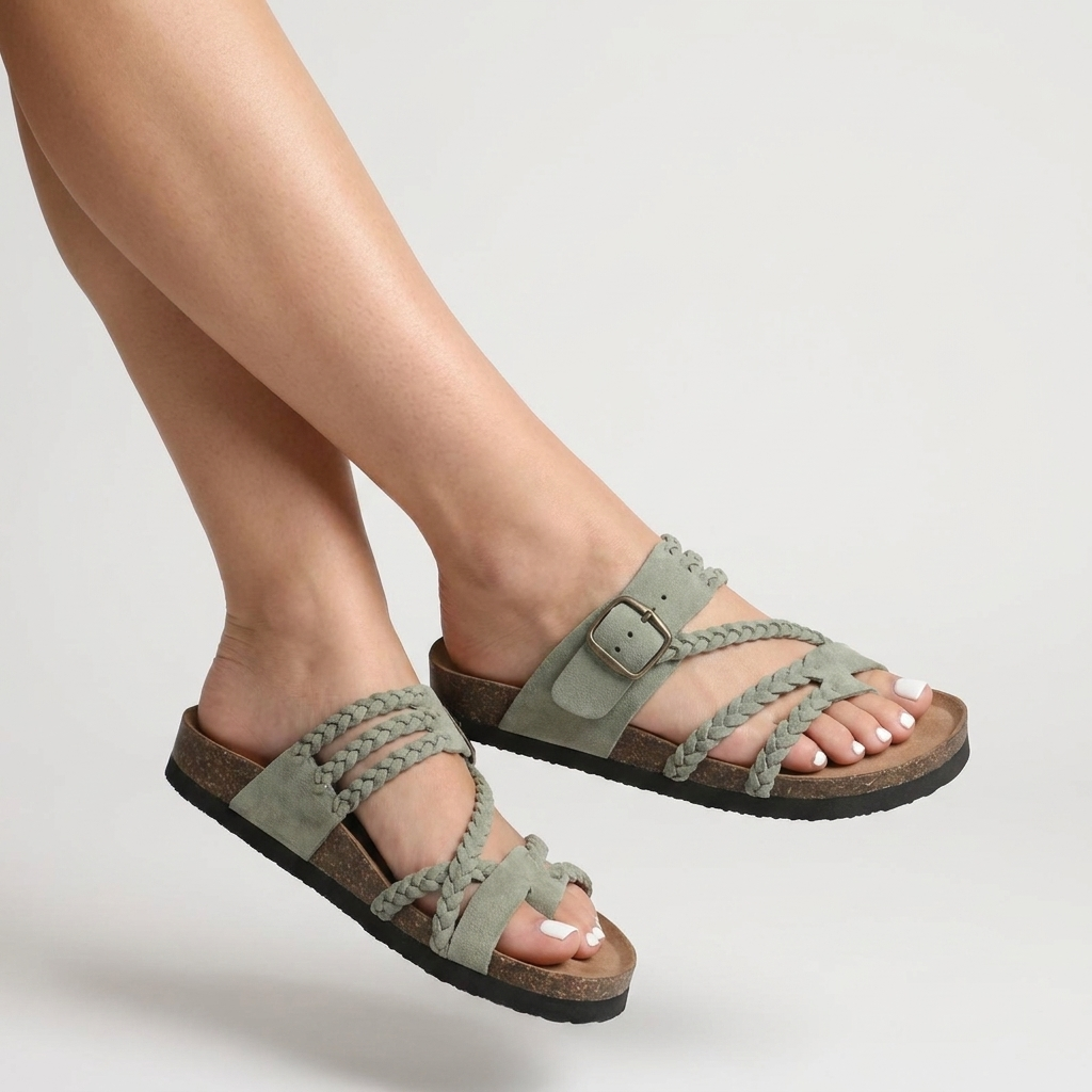 ROUSSEAU BORDEAUX | SANDALES EN LIÈGE TRESSÉES POUR FEMMES