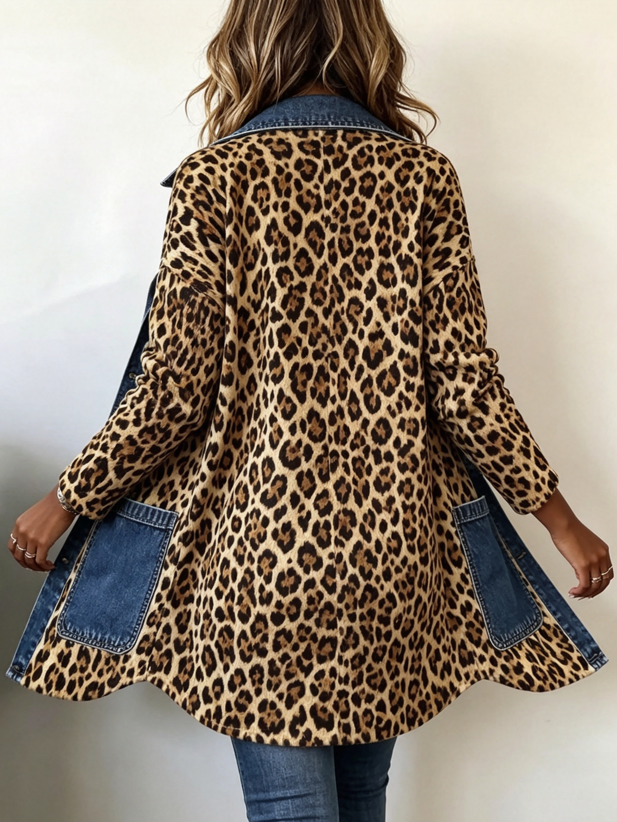 ROUSSEAU BORDEAUX | VESTE LONGUE LÉOPARD ET JEAN POUR FEMMES