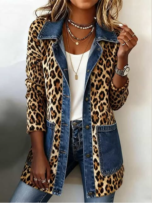 ROUSSEAU BORDEAUX | VESTE LONGUE LÉOPARD ET JEAN POUR FEMMES