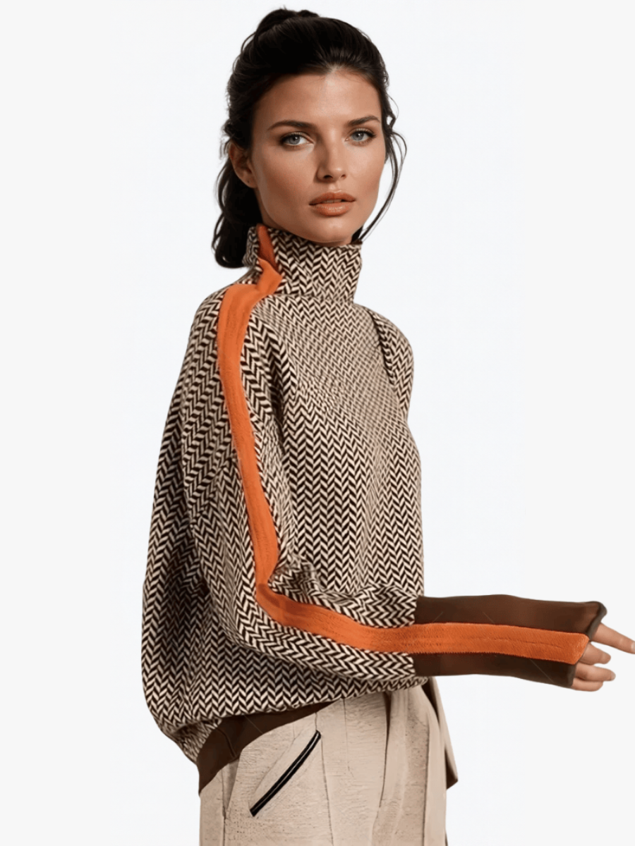 ROUSSEAU BORDEAUX | PULL RAYÉ À COL ROULÉ POUR FEMMES