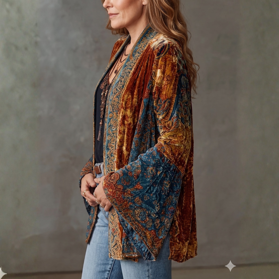 ROUSSEAU BORDEAUX | VESTE BOHO EN VELOURS POUR FEMMES