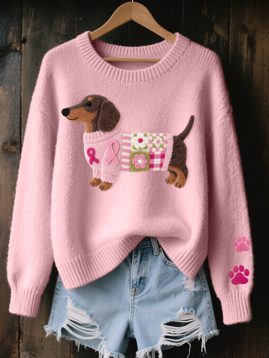 ROUSSEAU BORDEAUX | PULL DOUILLET À MOTIF TECKEL POUR FEMMES