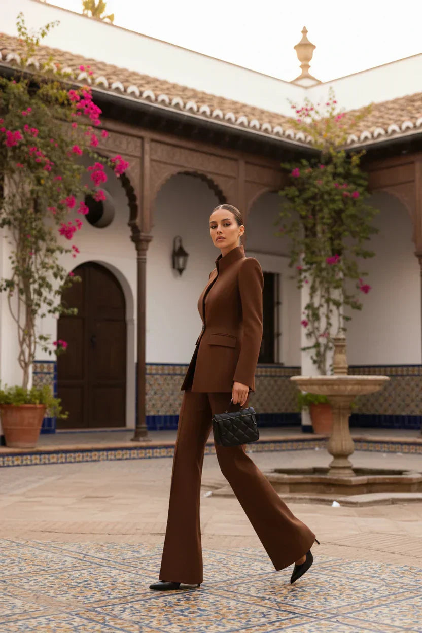 ROUSSEAU BORDEAUX | ENSEMBLE DE COSTUME FORMEL CHIC EN DEUX PIÈCES POUR FEMMES