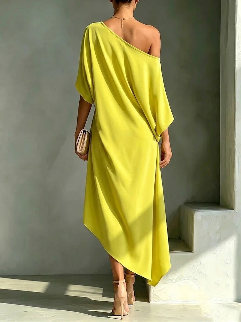 ROUSSEAU BORDEAUX | ROBE MIDI ASYMÉTRIQUE POUR FEMMES